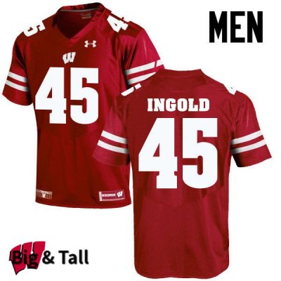 Men's Wisconsin Badgers NCAA #45 Alec Ingold Red Authentic Under Armour Big & Tall Stitched College Football Jersey NC31R83KE